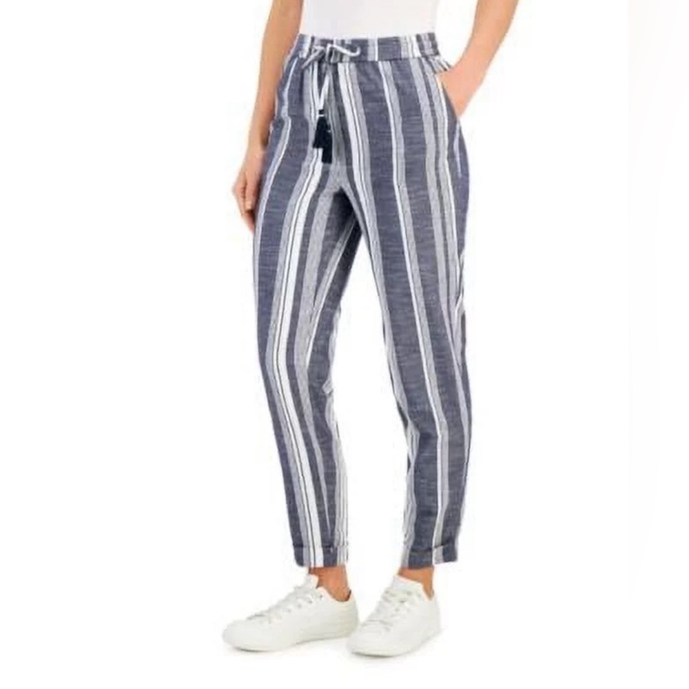 NWOT Charter Club Petite Tapered Striped Cotton Pant size PP